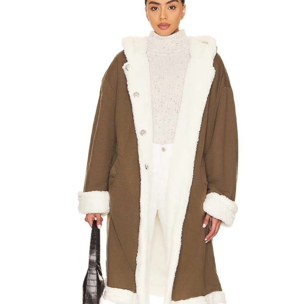 NWT Revolve/WeWoreWhat Sherpa Lined Hooded Overcoat Size S/M
